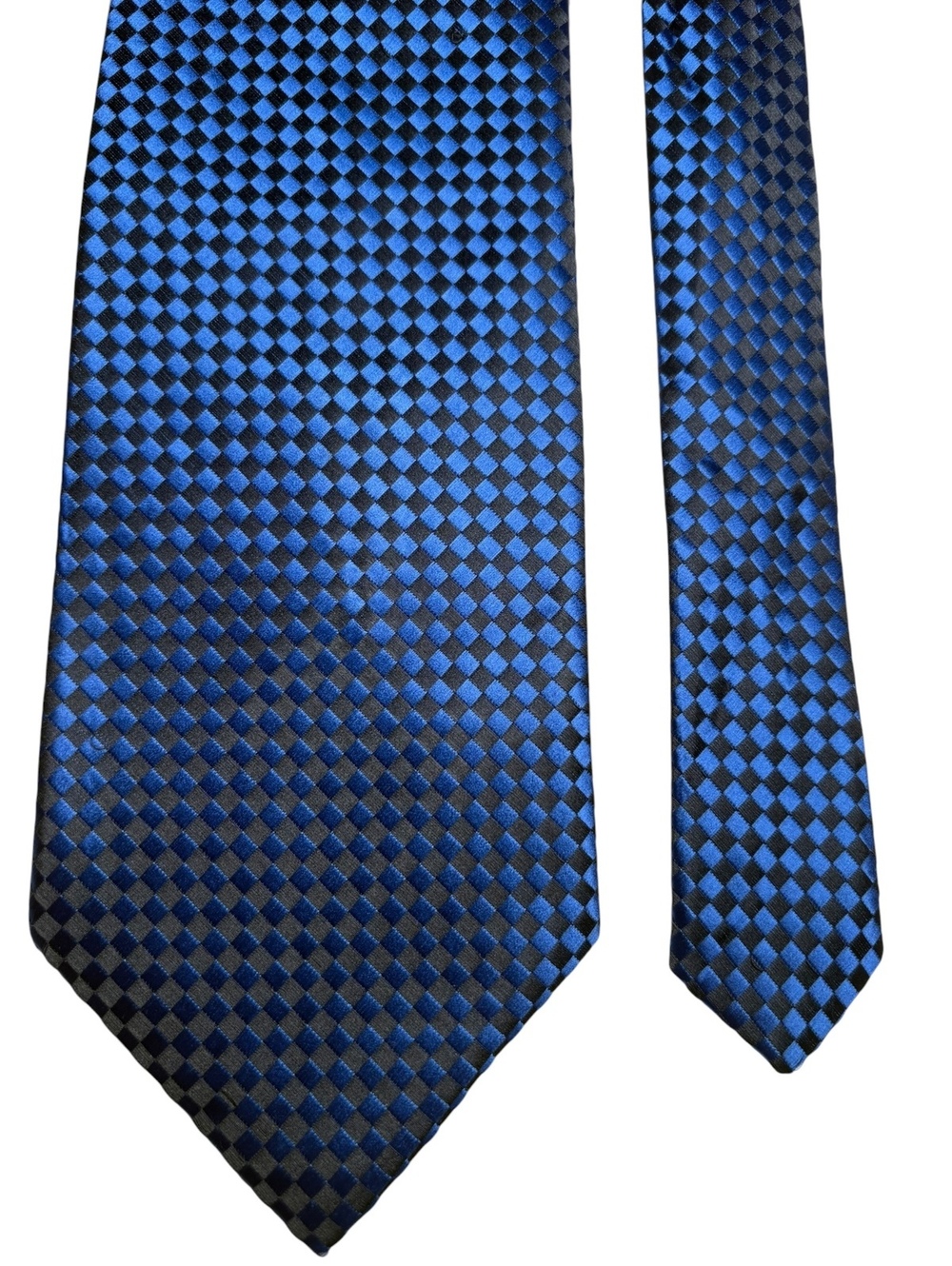 Ermenegildo Zegna 100% Silk Blue Checkered Jacquard Italy Men's Designer Tie